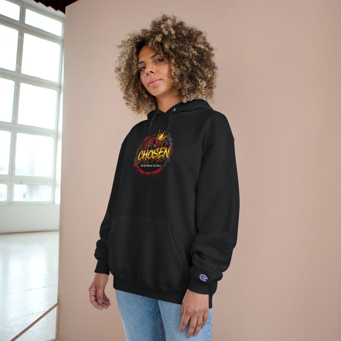 Chosen Crown Hoodie — "Chosen" Graphic Champion-Style Pullover