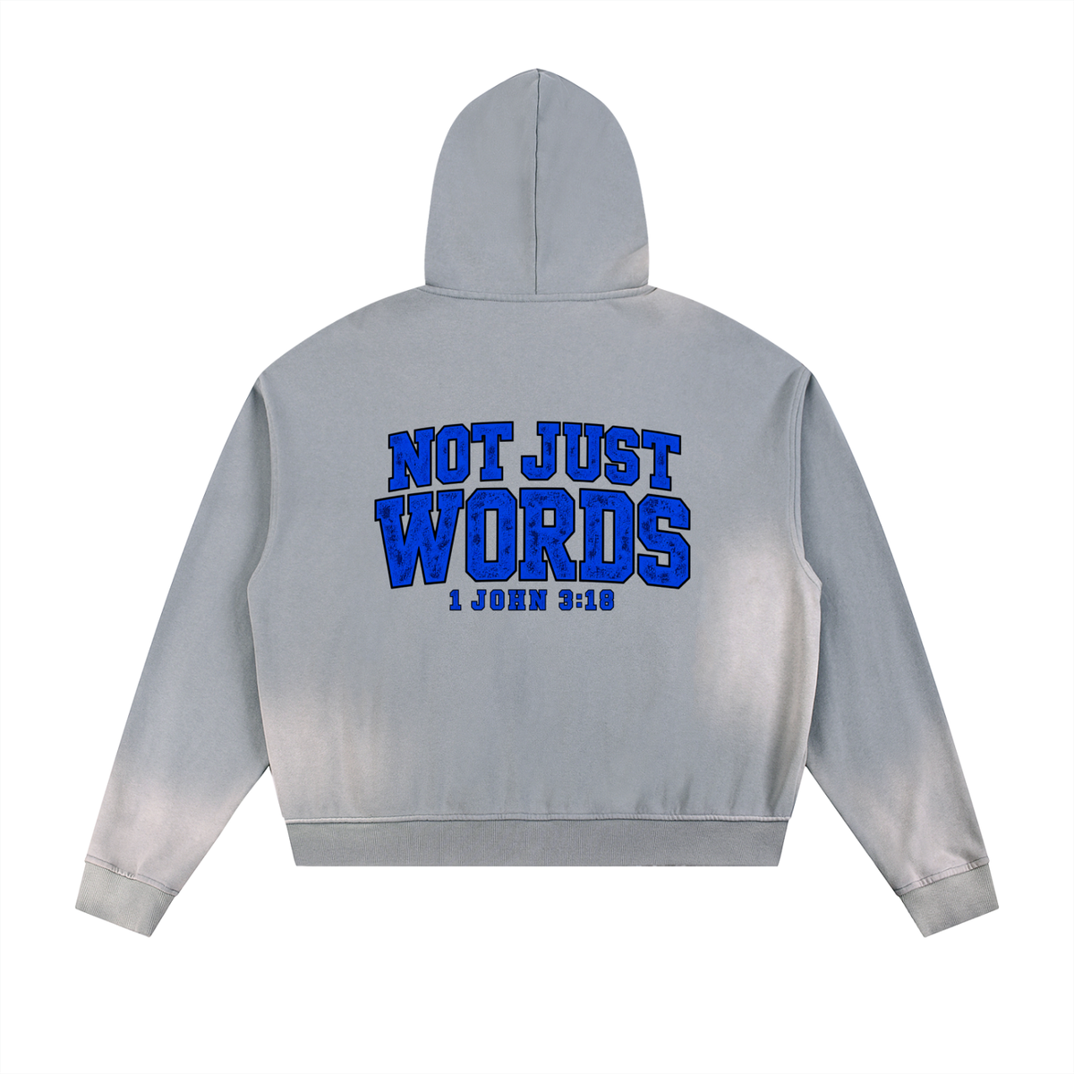 Cross Sun Fade Frayed Raw Edge Zip Hoodie | Christian Streetwear | Kingdom Threads