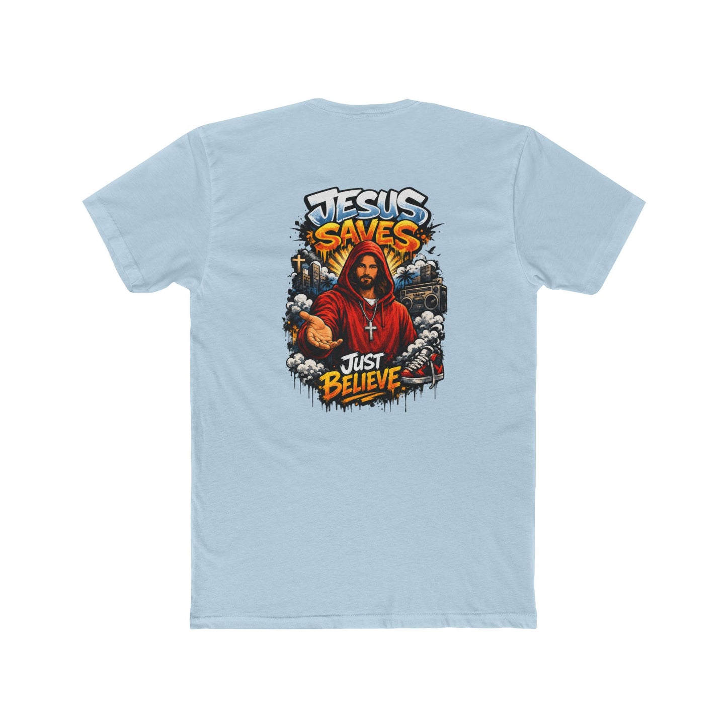 Jesus Saves Graphic Tee — "Just Believe" Christian T-Shirt