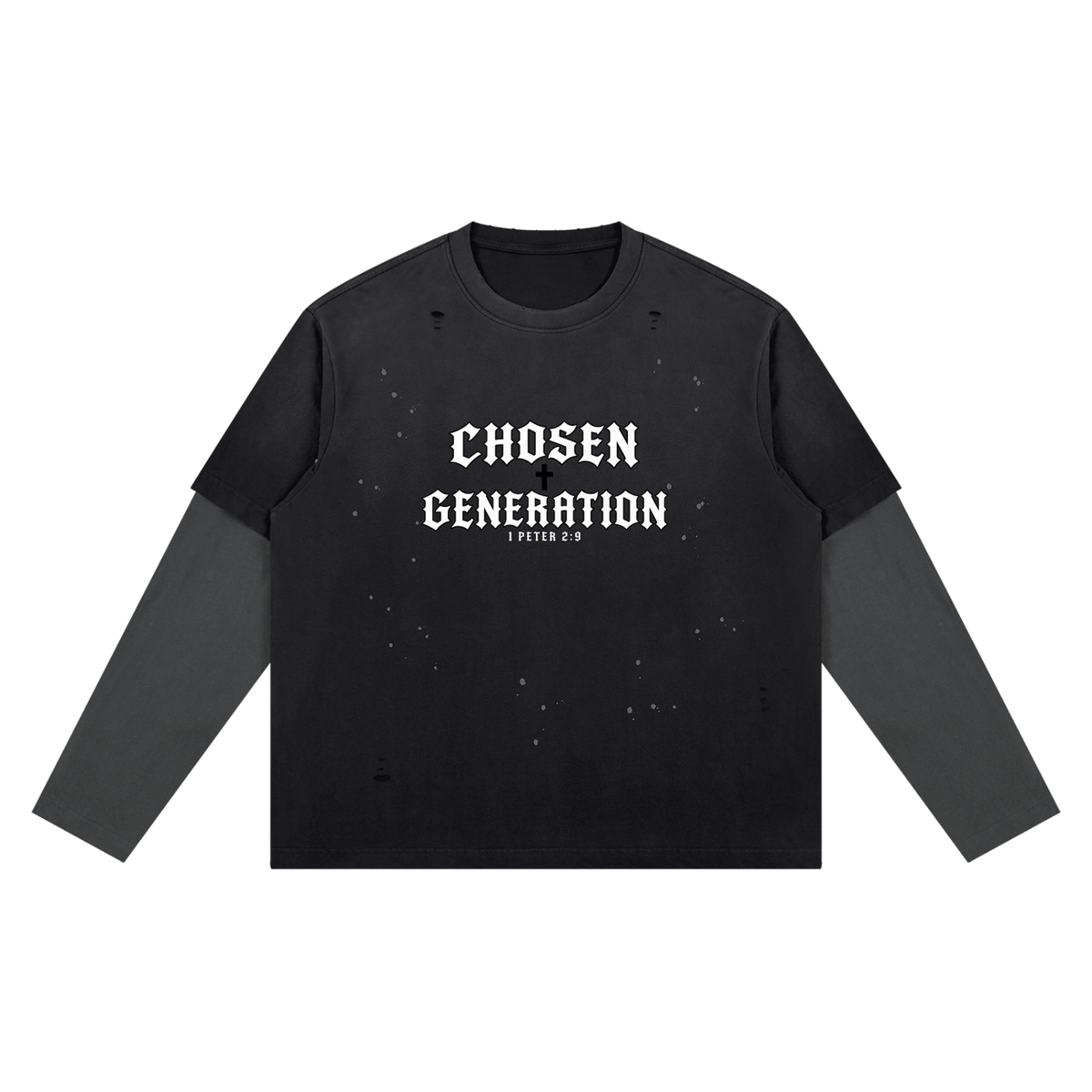 Unisex Vintage Wash Distressed Layer T-Shirt