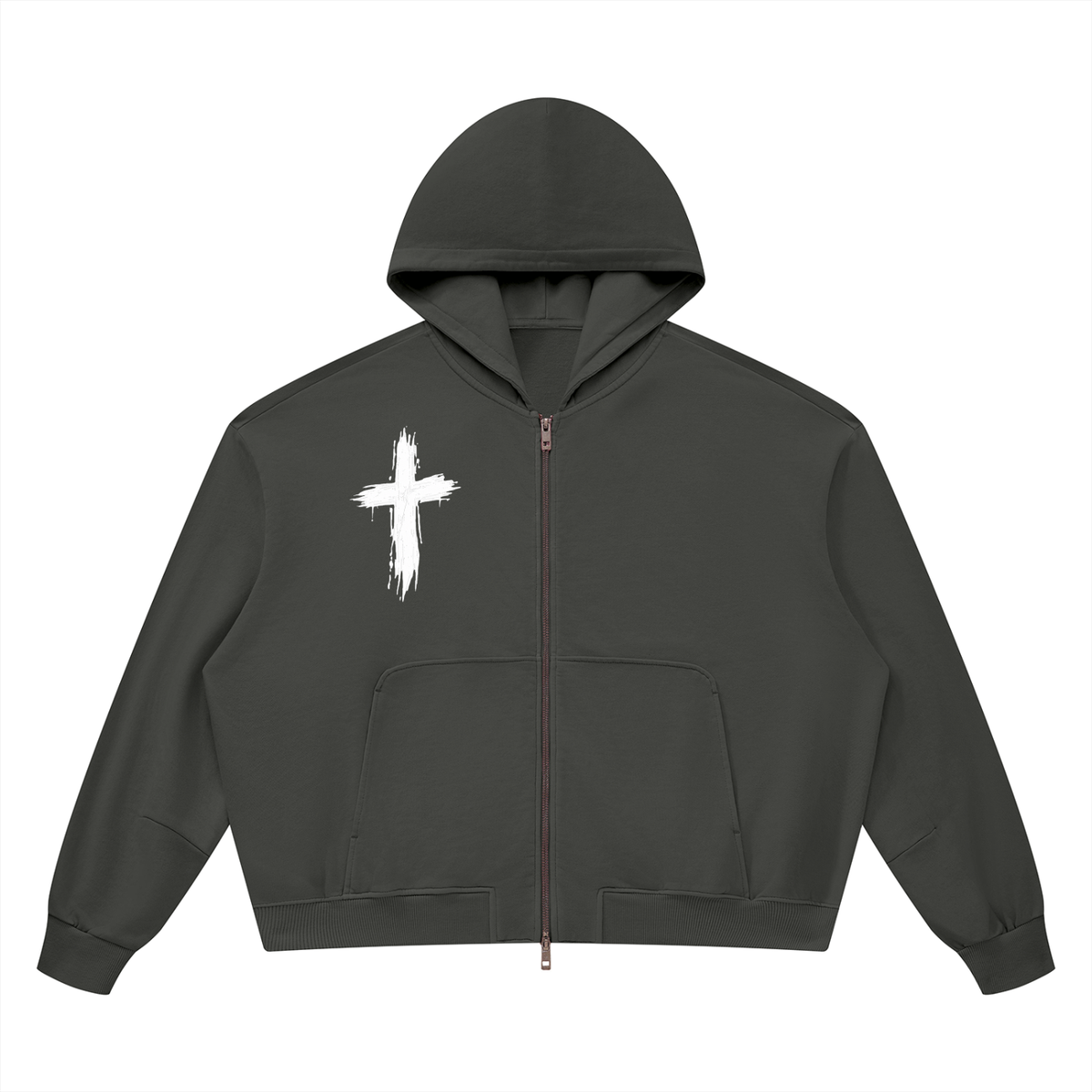 Unisex Vintage Wash Boxy Full Zip Hoodie