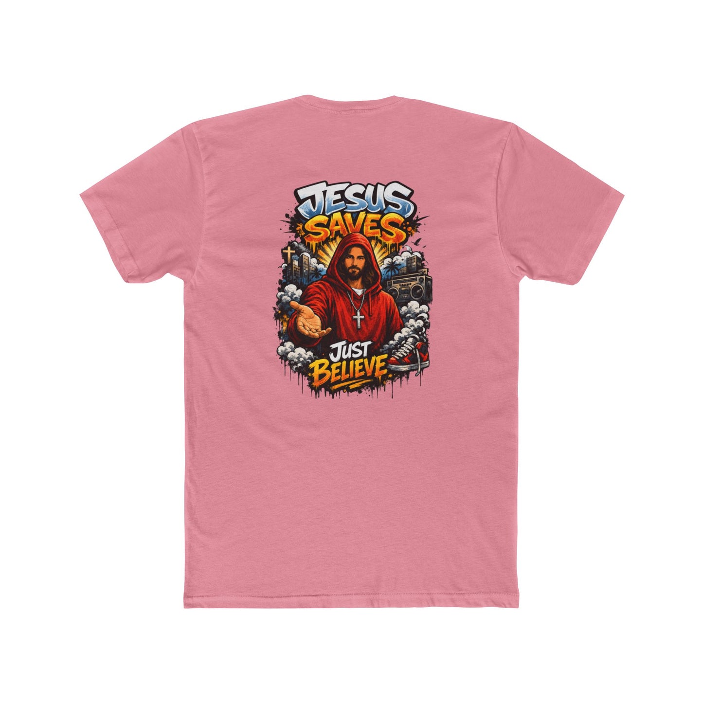 Jesus Saves Graphic Tee — "Just Believe" Christian T-Shirt