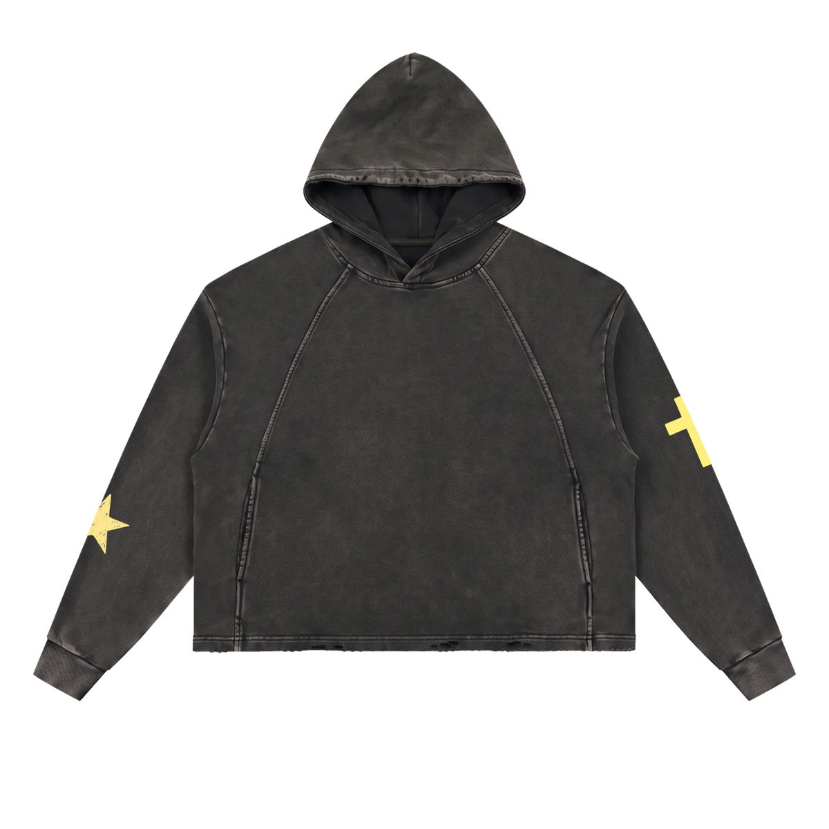Vintage Washed Frayed-Hem Hoodie