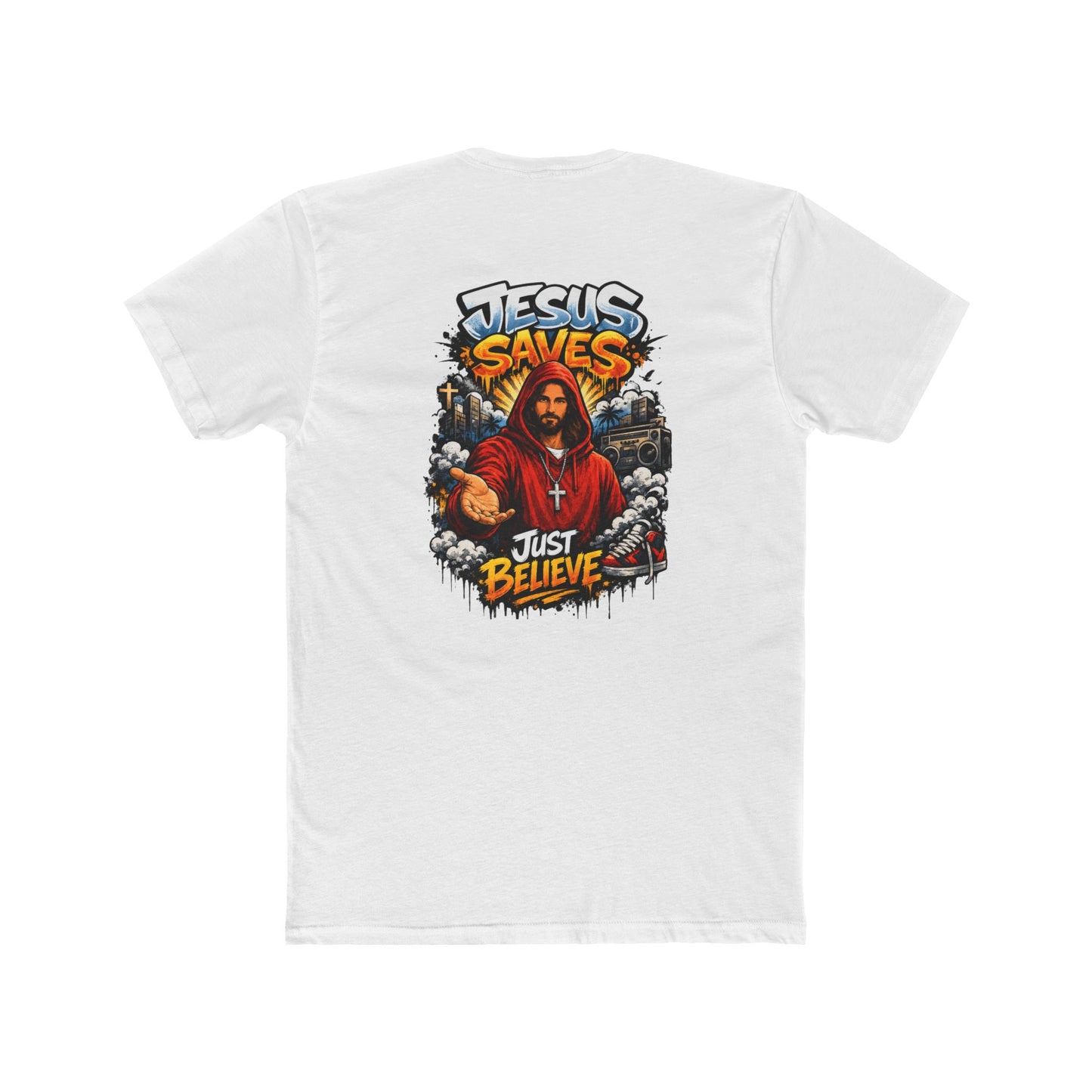 Jesus Saves Graphic Tee — "Just Believe" Christian T-Shirt