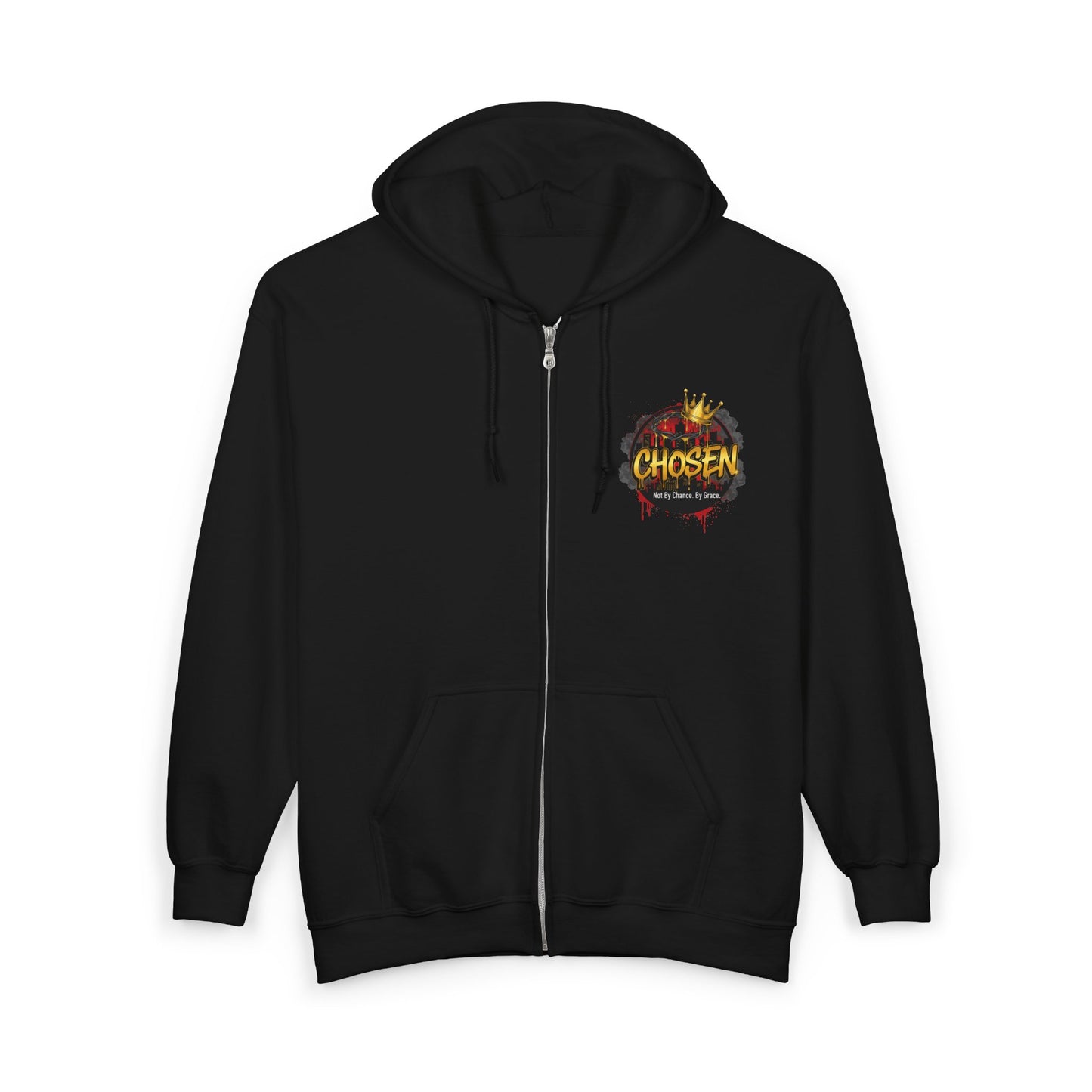 Chosen Crown Zip Hoodie — Inspirational Christian Graphic Full‑Zip Sweatshirt