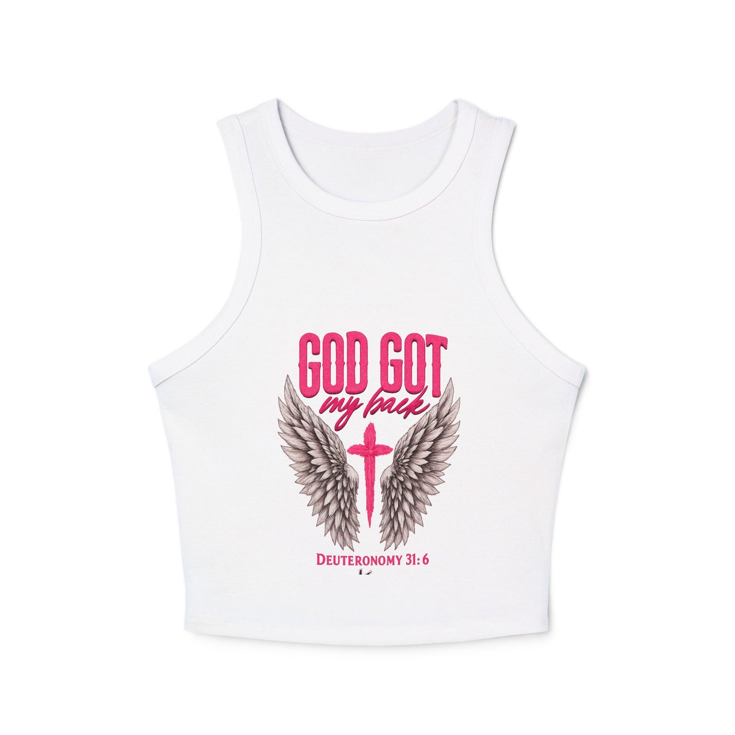 God Got My Back Racer Tank Top — Women's Faith Graphic Crop Tank
