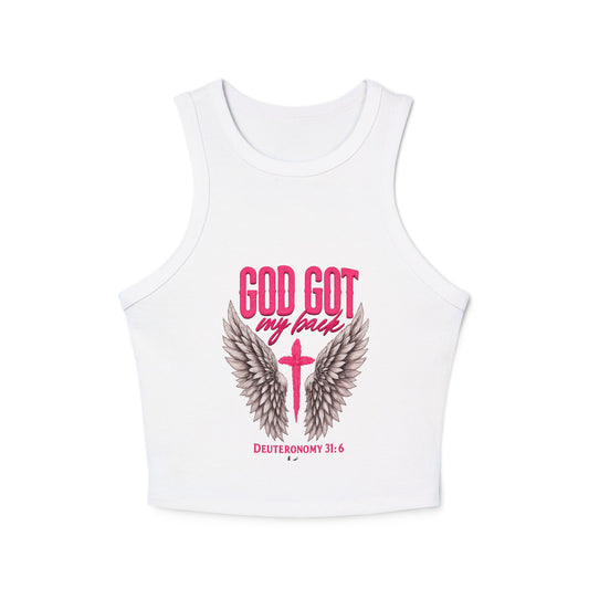 God Got My Back Racer Tank Top — Women's Faith Graphic Crop Tank