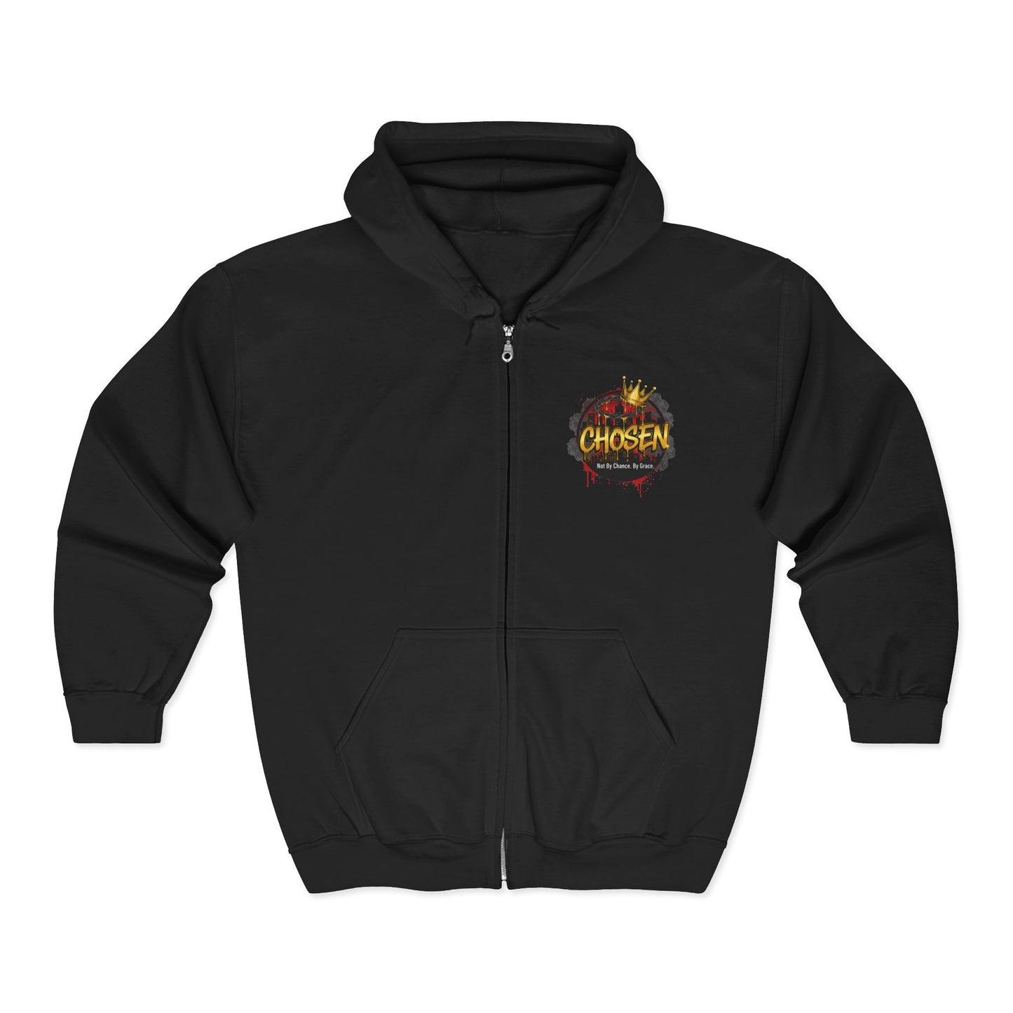 Chosen Crown Zip Hoodie — Inspirational Christian Graphic Full‑Zip Sweatshirt