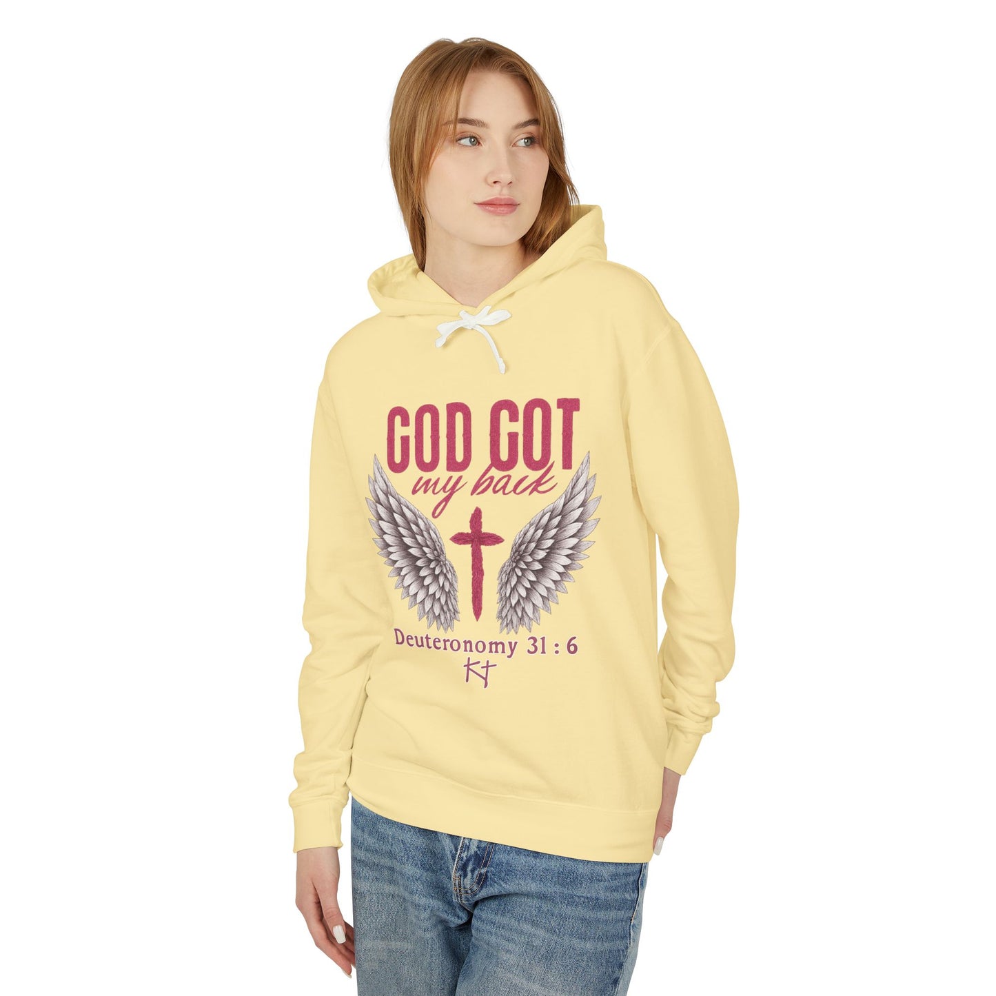 God Got My Back Hoodie — Christian Faith Hoodie with Wings & Deuteronomy 31:6