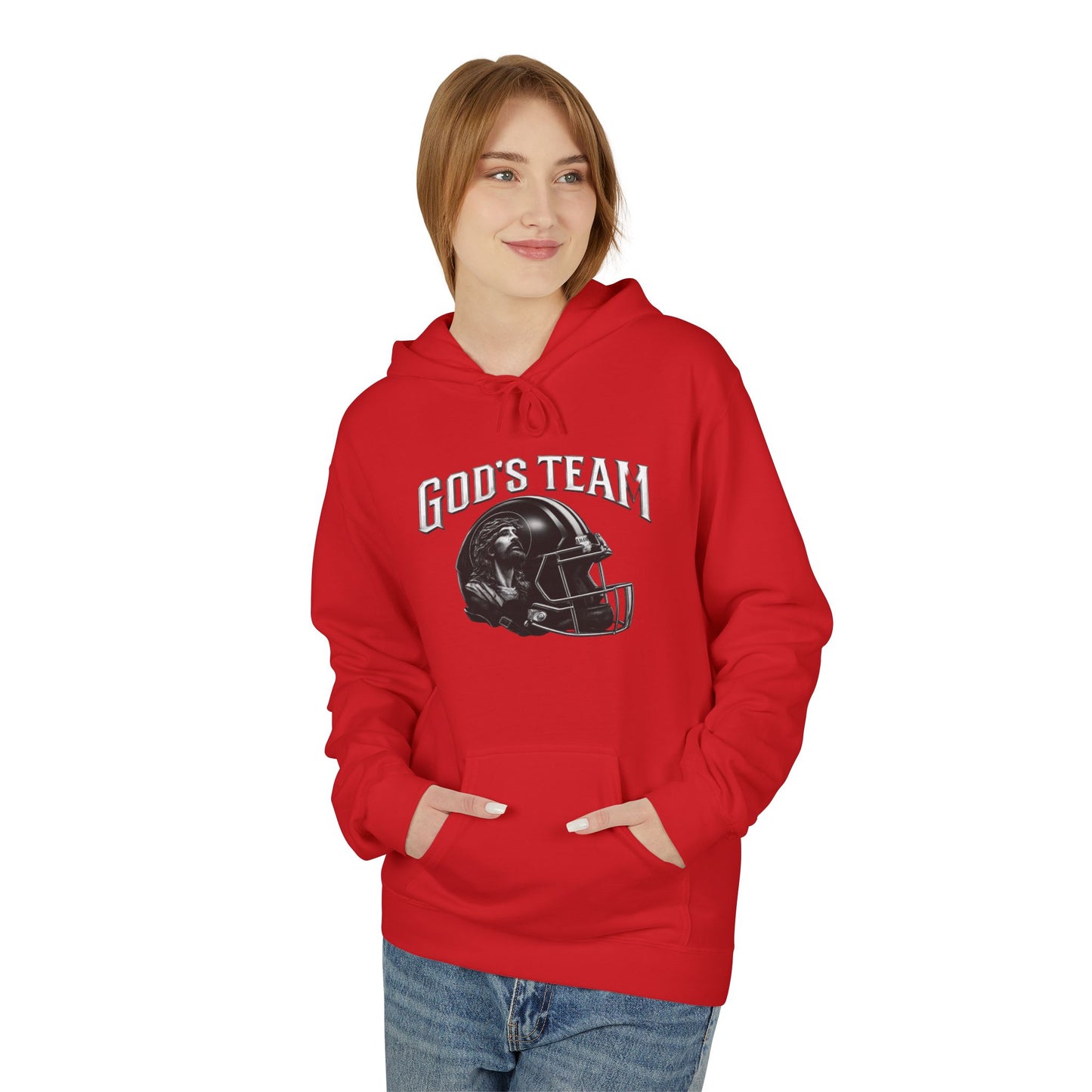 Football Helmet "God's Team" Hoodie — Vintage Grunge Sports Pullover