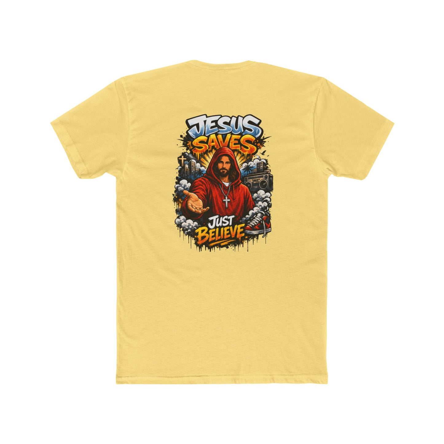 Jesus Saves Graphic Tee — "Just Believe" Christian T-Shirt