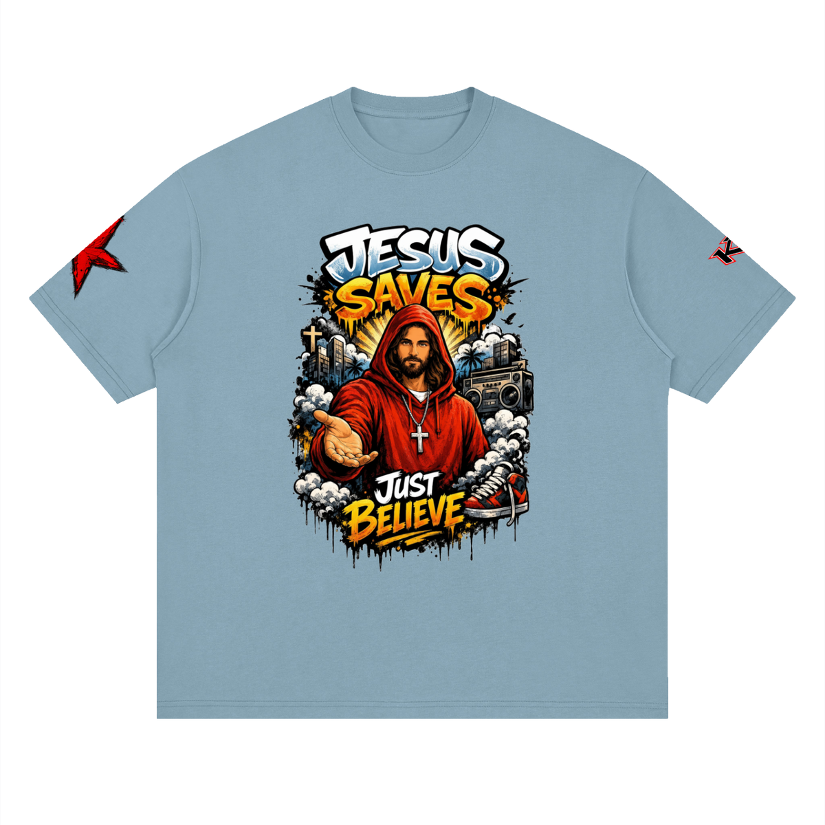 Jesus Saves Drop Shoulder Tee – 100% Cotton Casual T-Shirt