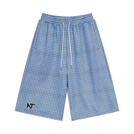 Kingdom Threads Plaid Drawstring Shorts – Unisex Loose Crop Fit