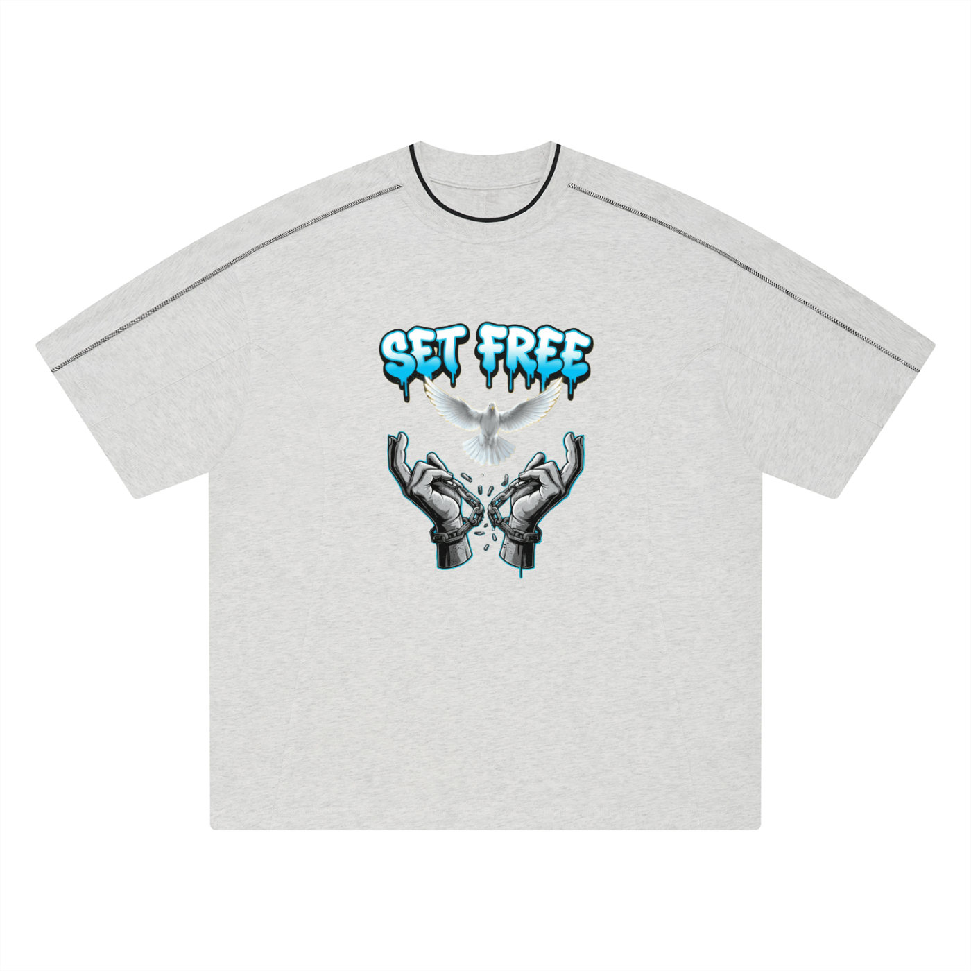 Unisex Oversized Contrast Tape T-Shirt Free