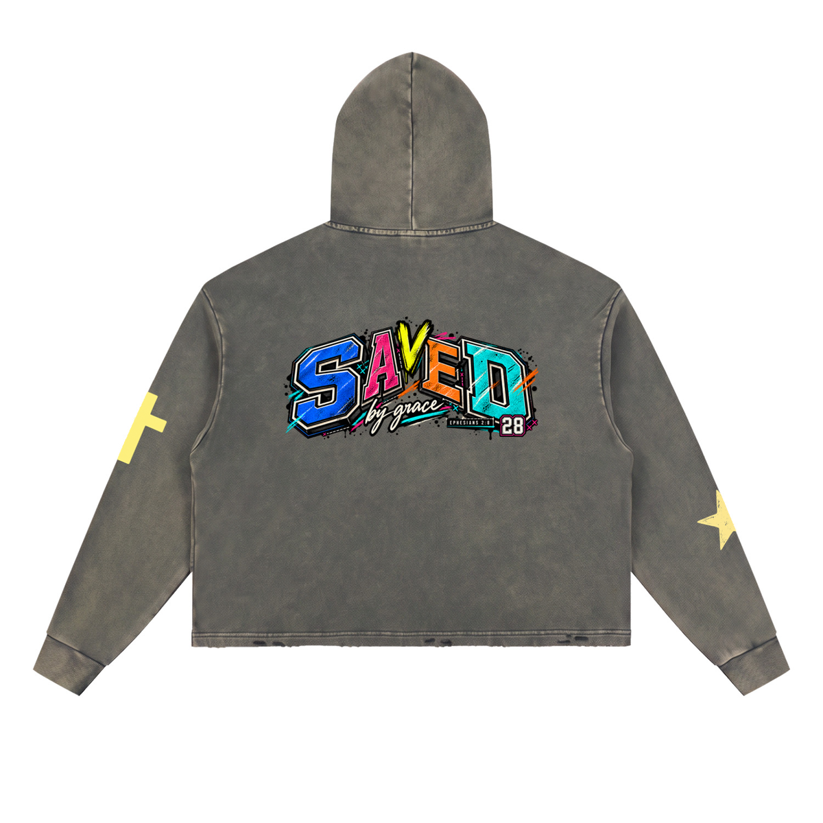 Vintage Washed Frayed-Hem Hoodie