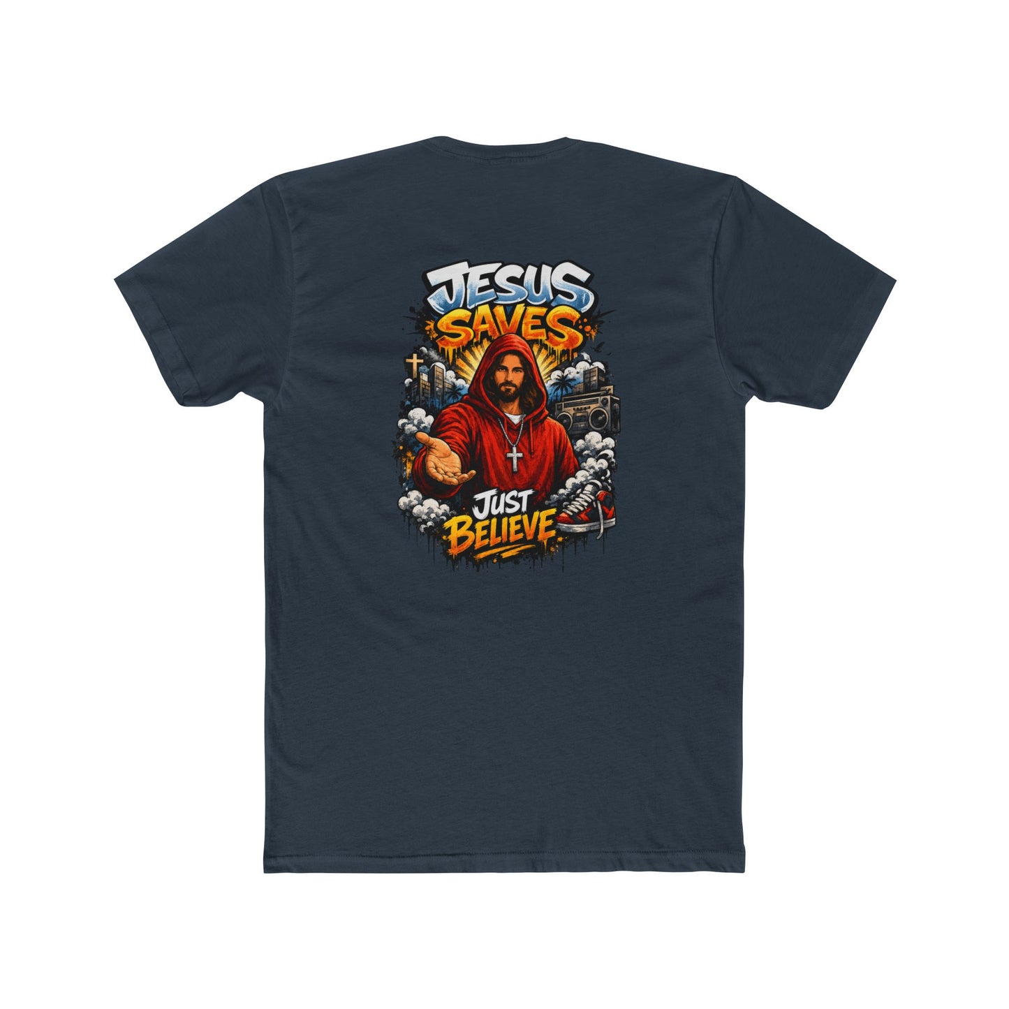 Jesus Saves Graphic Tee — "Just Believe" Christian T-Shirt