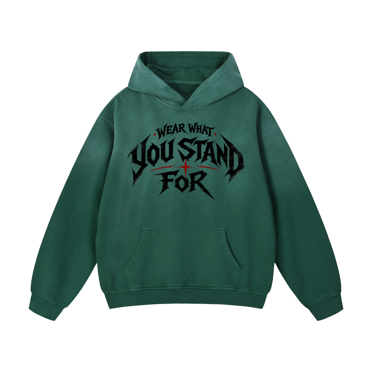 ODMPOD Heavyweight Sunfade oversized hoodie in green with front graphic design