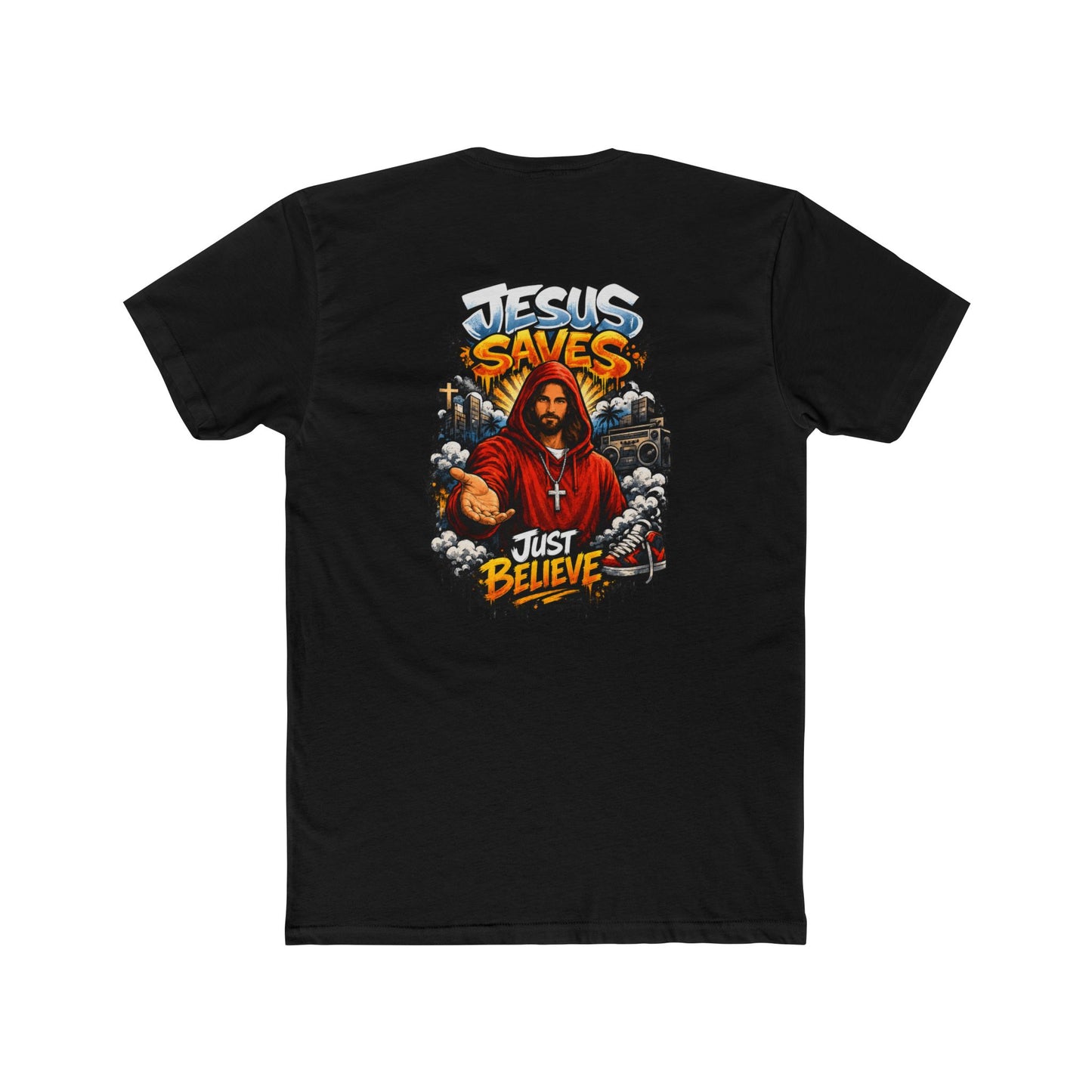 Jesus Saves Graphic Tee — "Just Believe" Christian T-Shirt