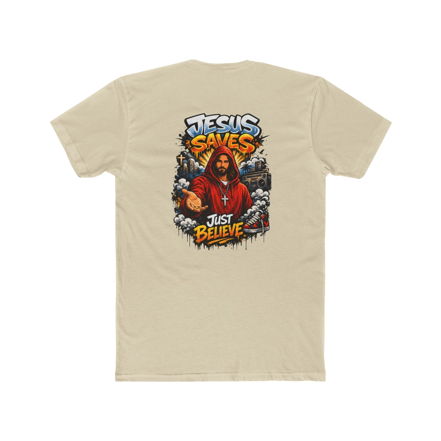 Jesus Saves Graphic Tee — "Just Believe" Christian T-Shirt
