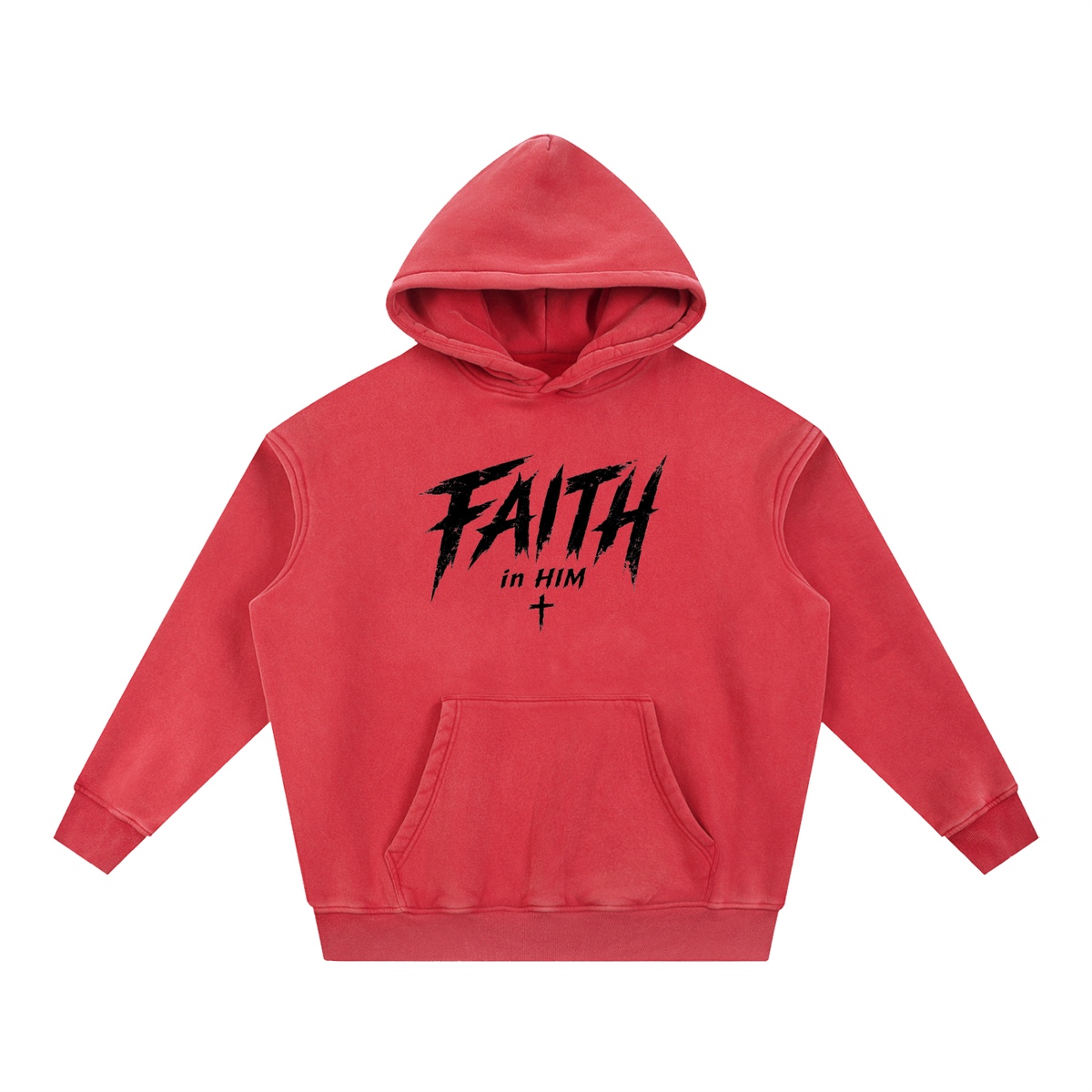 Faith in Him Snow Wash Fleece Hoodie | Christian Streetwear | Kingdom Threads