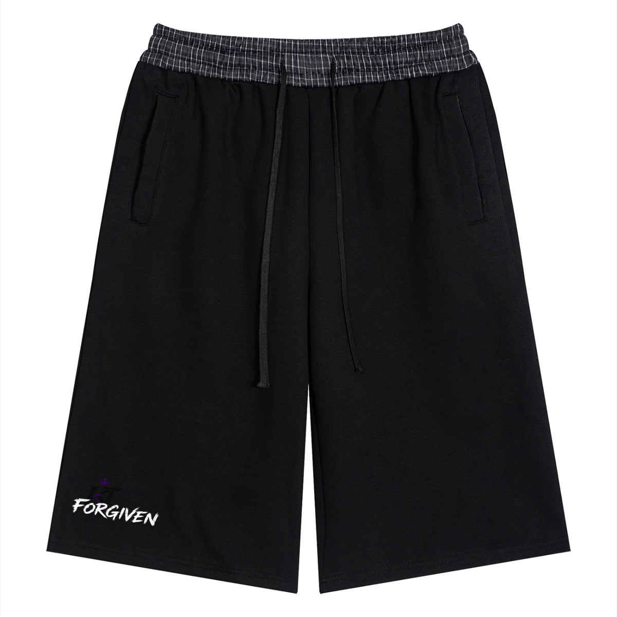 Kingdom Threads Plaid Waistband Shorts – Unisex Loose Crop Fit