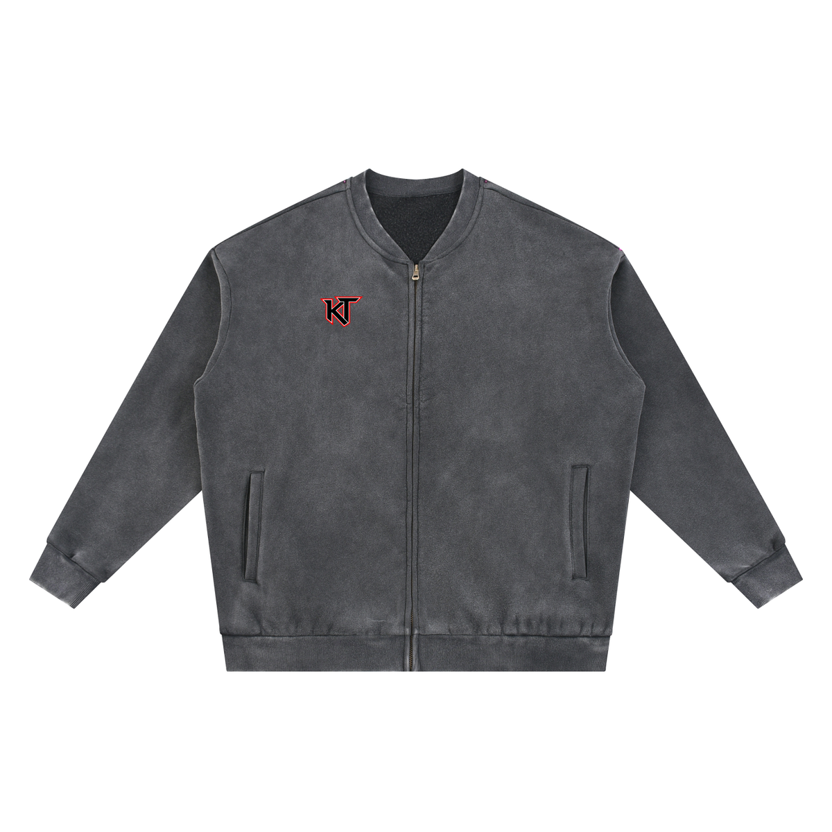 Vintage Washed Fleece Baseball Jacket