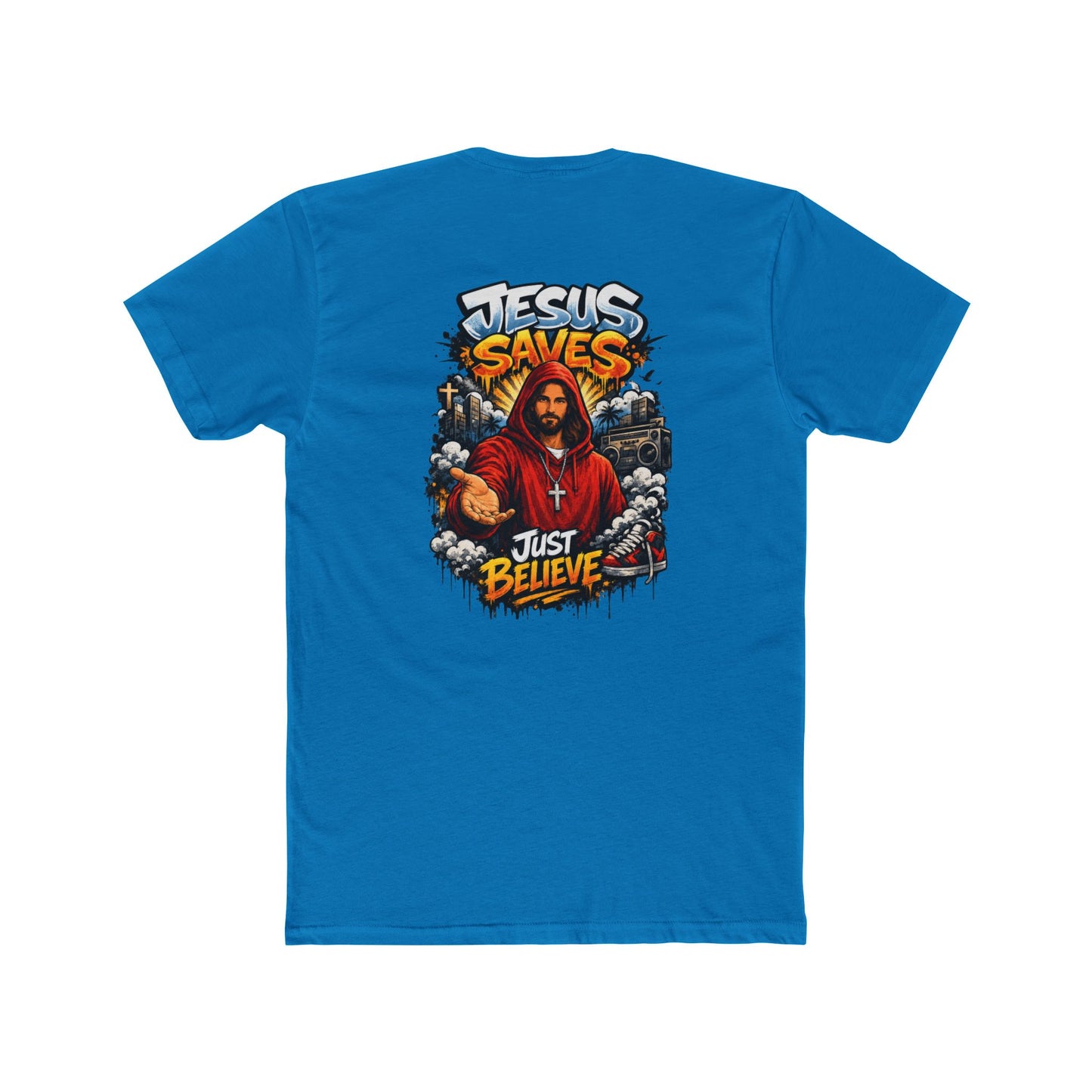Jesus Saves Graphic Tee — "Just Believe" Christian T-Shirt