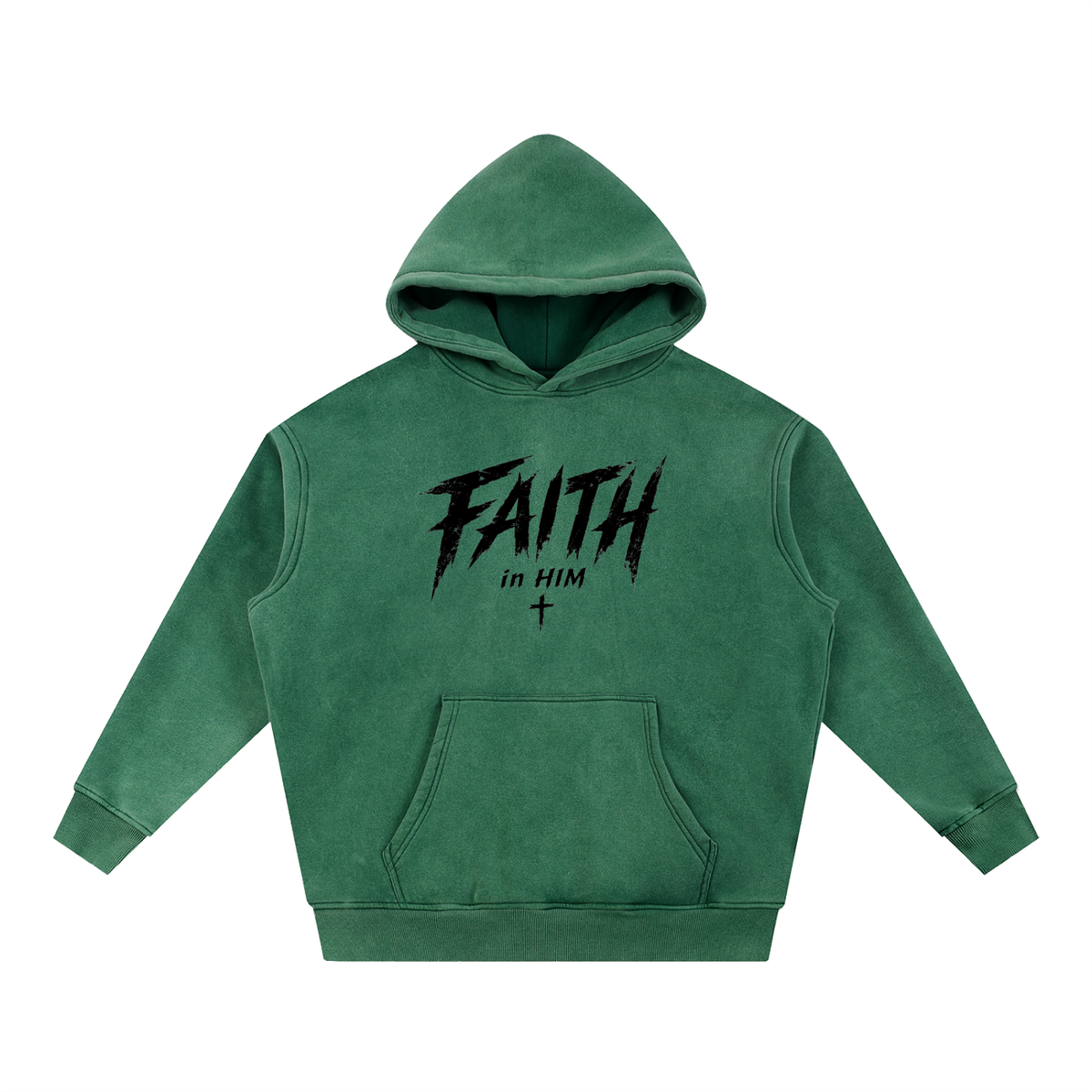 Faith in Him Snow Wash Fleece Hoodie | Christian Streetwear | Kingdom Threads