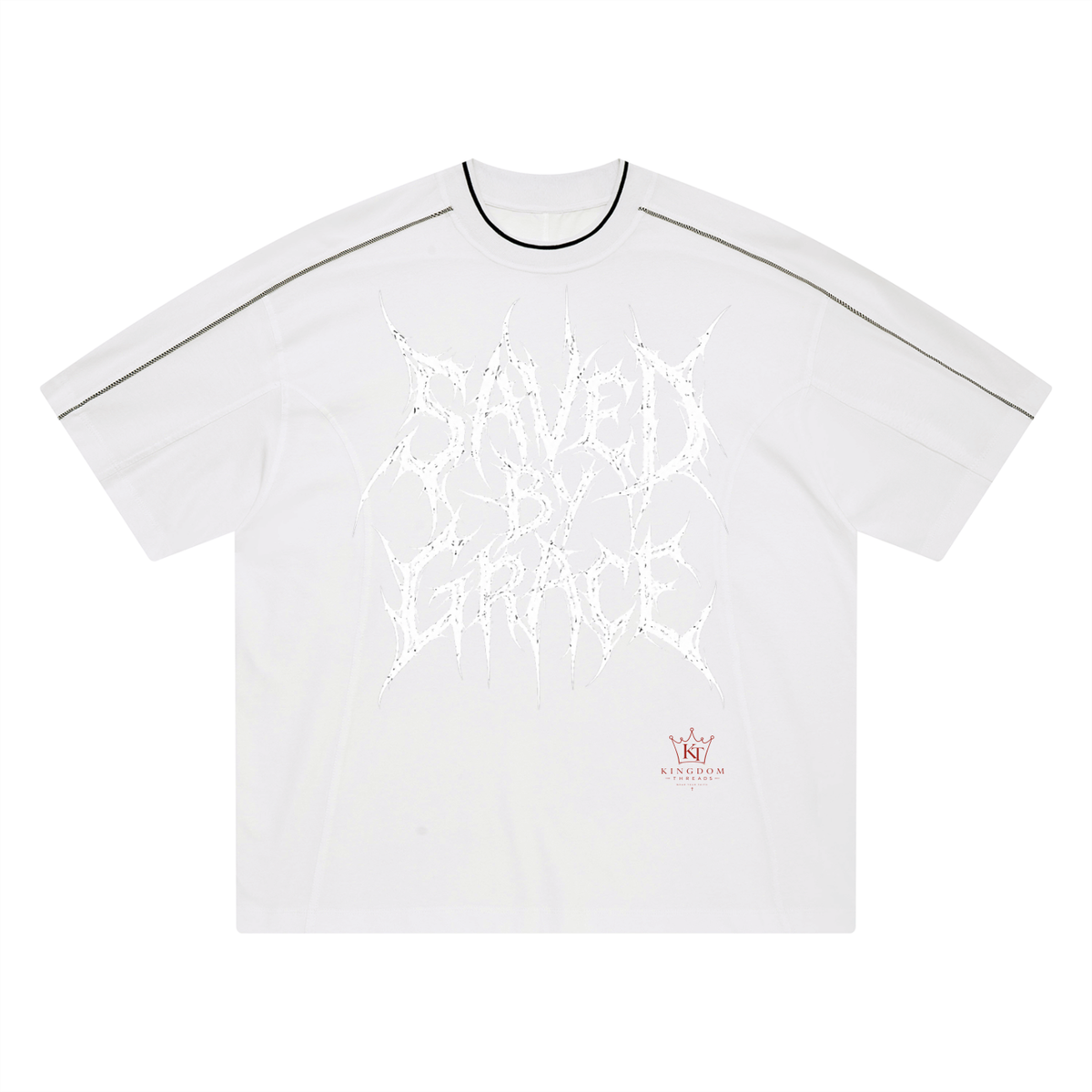 Unisex Oversized Contrast Tape T-Shirt - Casual Cotton Tee