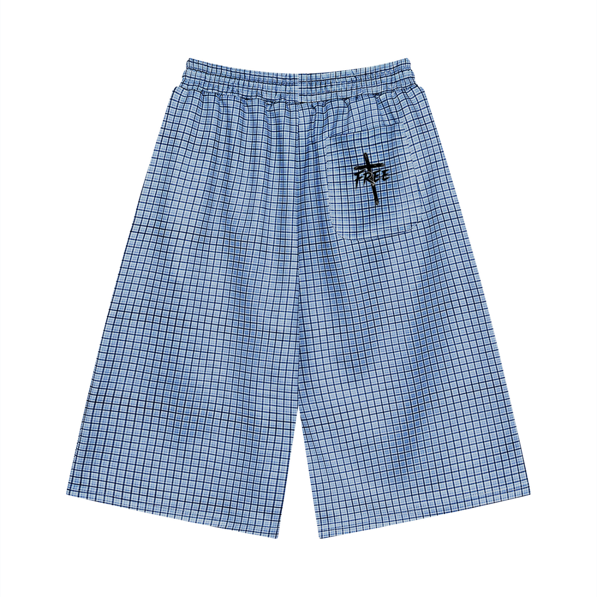 Kingdom Threads Plaid Drawstring Shorts – Unisex Loose Crop Fit