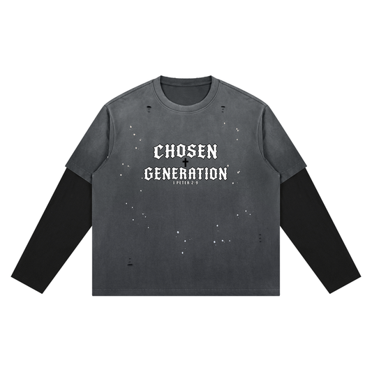 Unisex Vintage Wash Distressed Layer T-Shirt