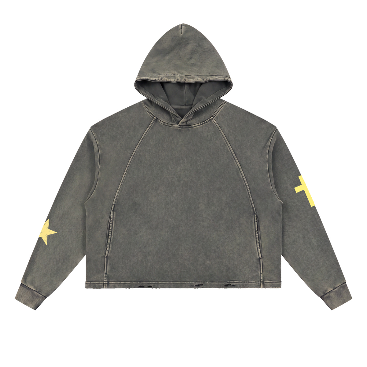 Vintage Washed Frayed-Hem Hoodie