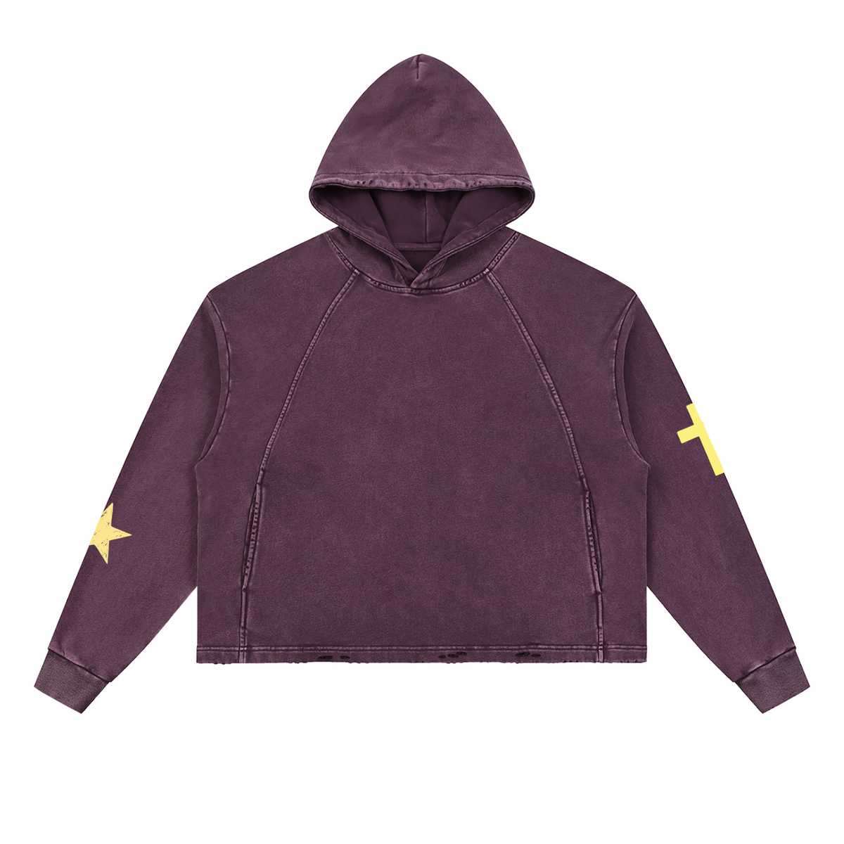 Vintage Washed Frayed-Hem Hoodie