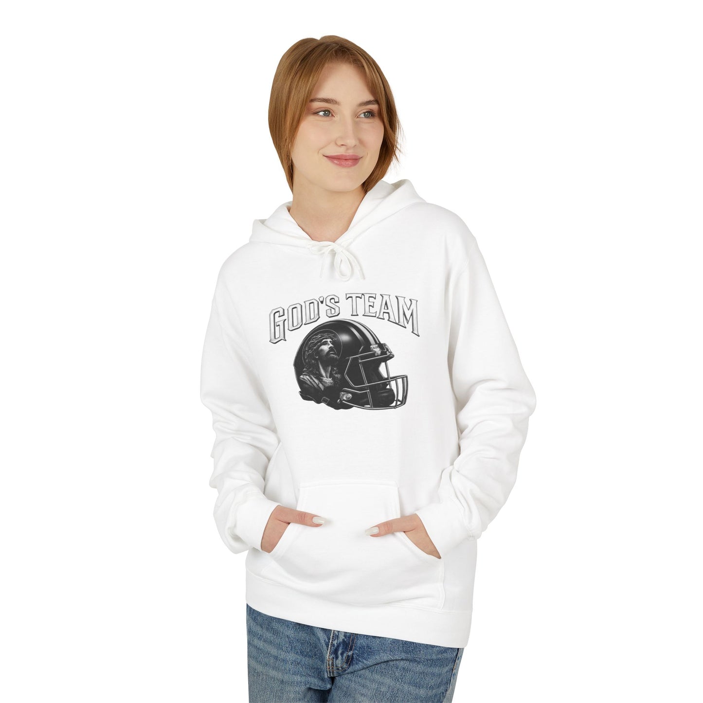 Football Helmet "God's Team" Hoodie — Vintage Grunge Sports Pullover