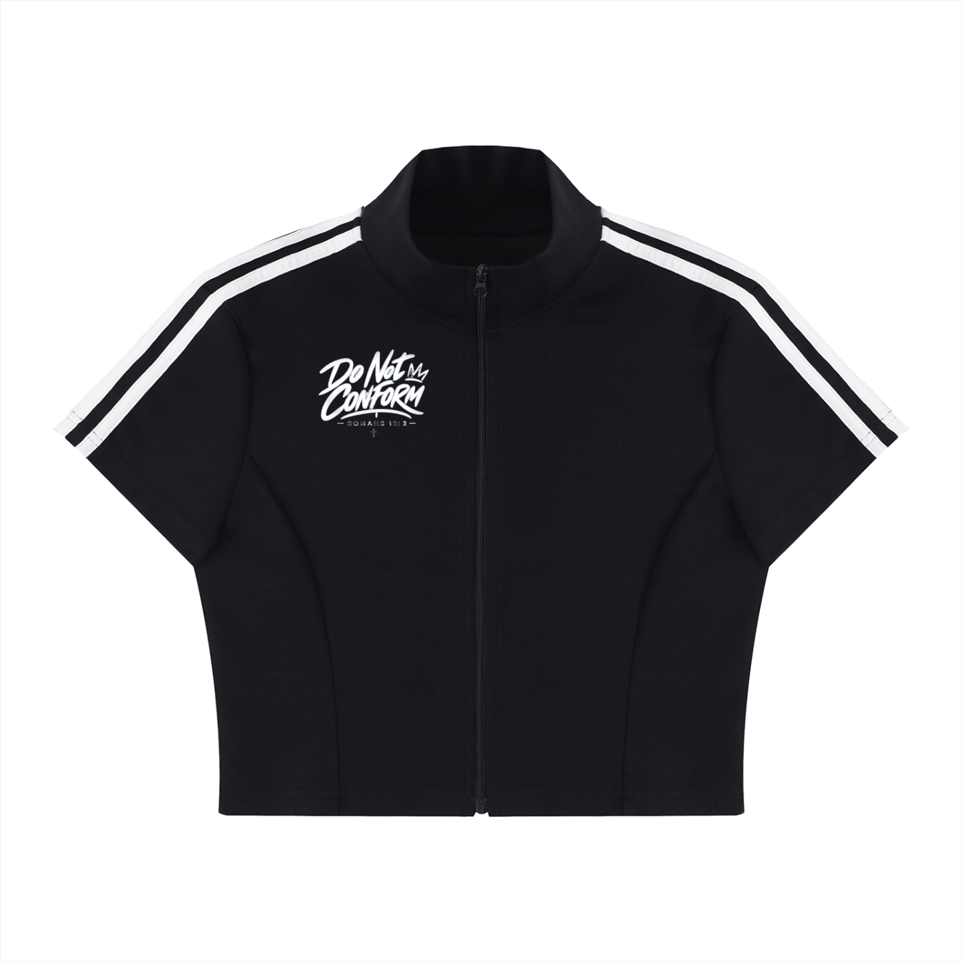 Women's Cropped Full Zip Short Sleeve T-Shirt DO NOT CONFORM