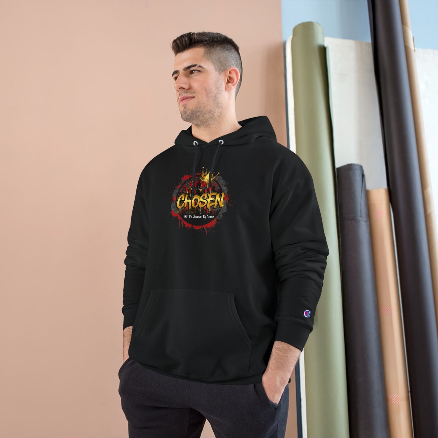 Chosen Crown Hoodie — "Chosen" Graphic Champion-Style Pullover