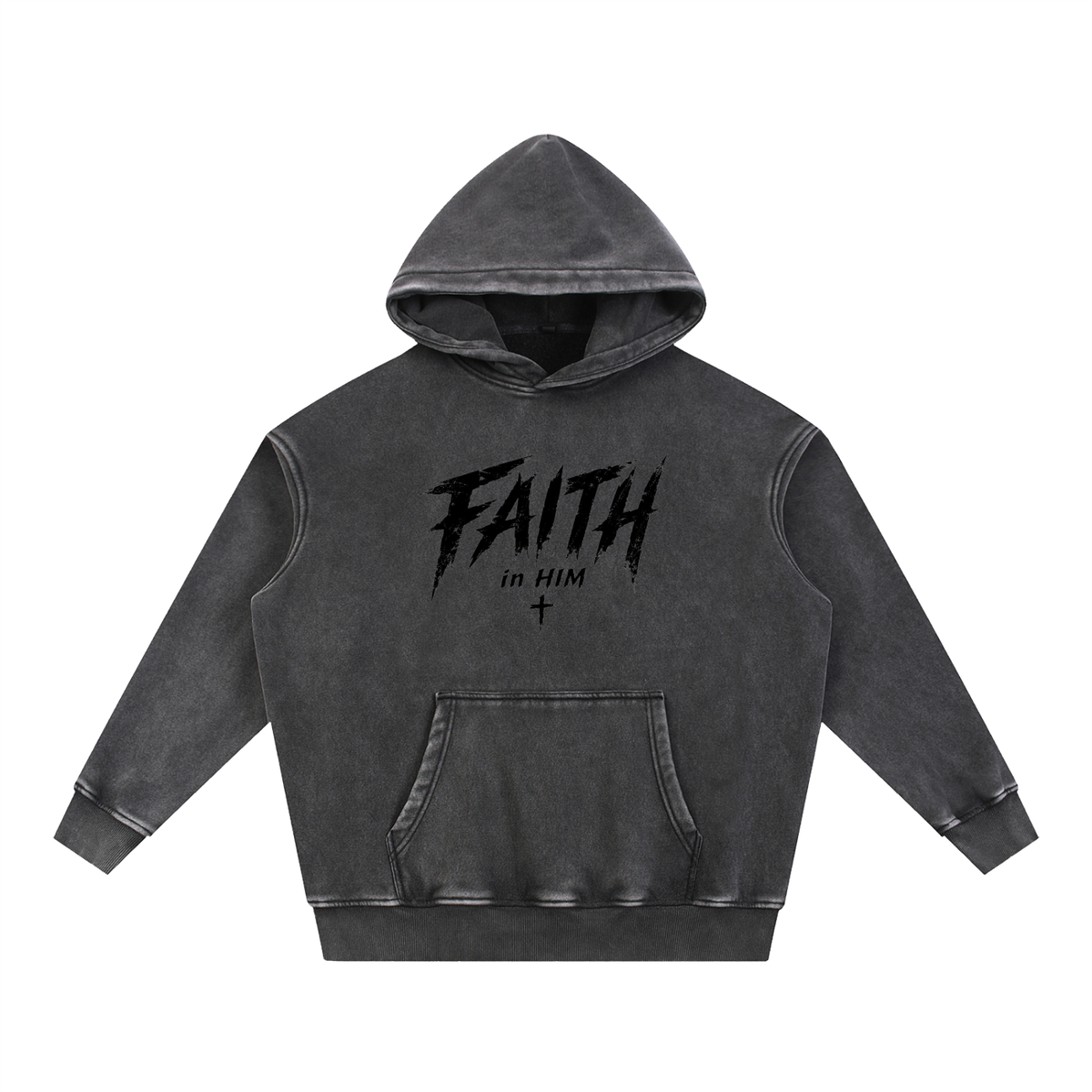 Faith in Him Snow Wash Fleece Hoodie | Christian Streetwear | Kingdom Threads