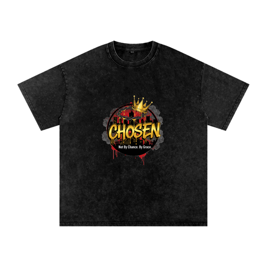 Snow Washed Oversized Cotton CHOSEN T-Shirt