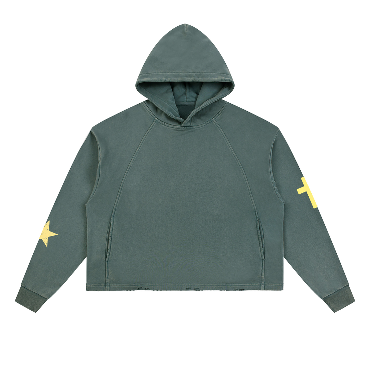 Vintage Washed Frayed-Hem Hoodie