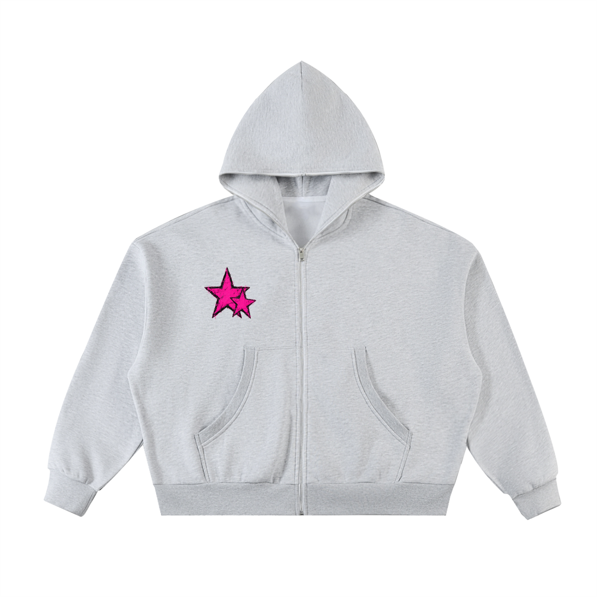 Fleeced Full-Zip Boxy Hoodie