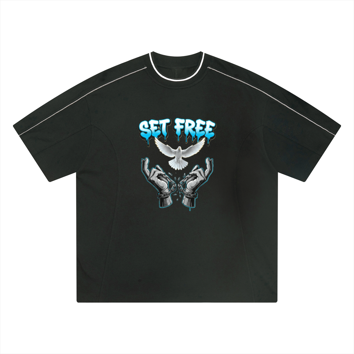 Unisex Oversized Contrast Tape T-Shirt Free