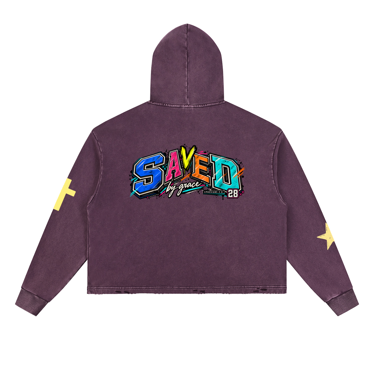 Vintage Washed Frayed-Hem Hoodie