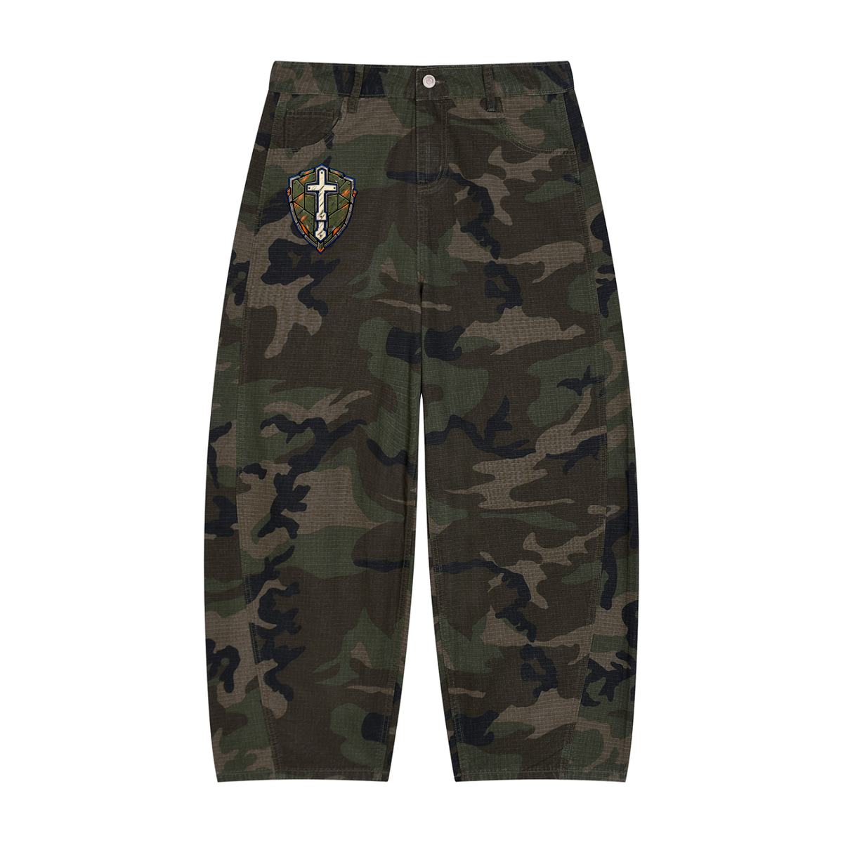 Men’s Camo Barrel Leg Cargo Pants