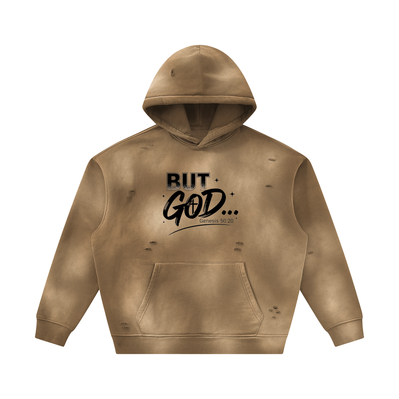 Unisex Sunfade Frayed Fleece Hoodie But GOD