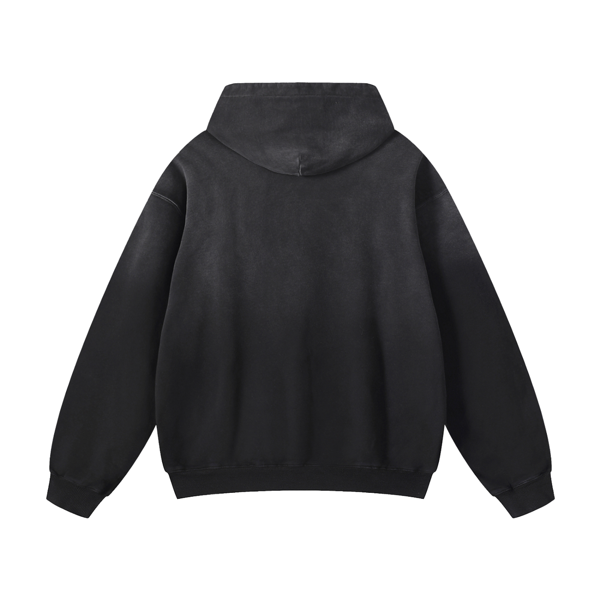 ODMPOD Heavyweight Sunfade Oversized Hoodie in black, back view