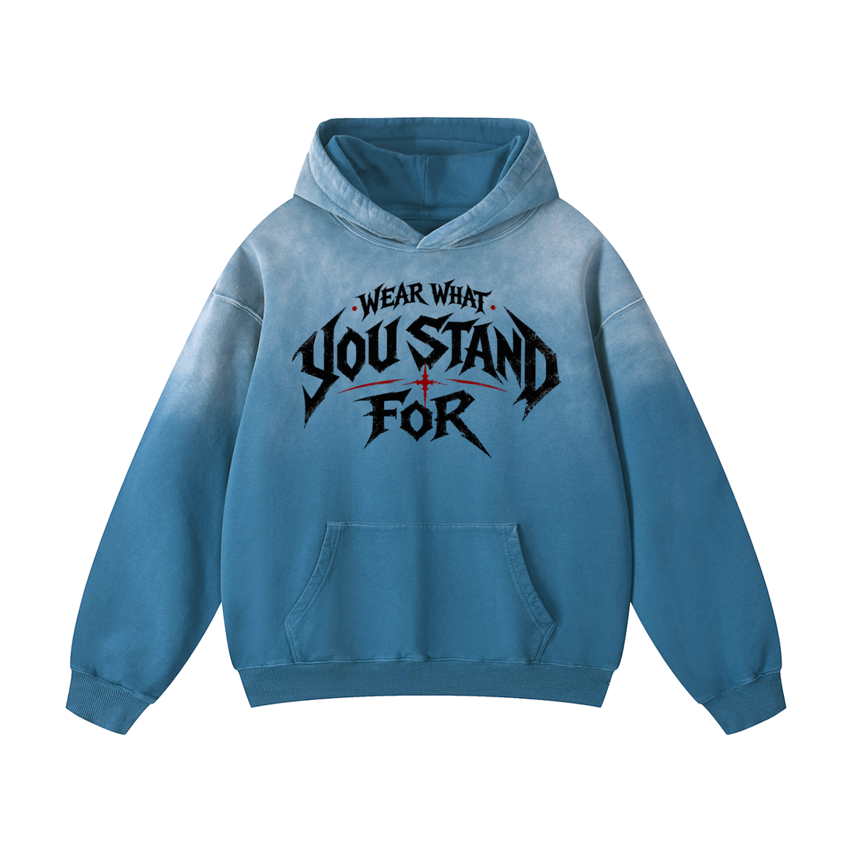 ODMPOD Heavyweight Sunfade oversized hoodie in blue with front graphic design