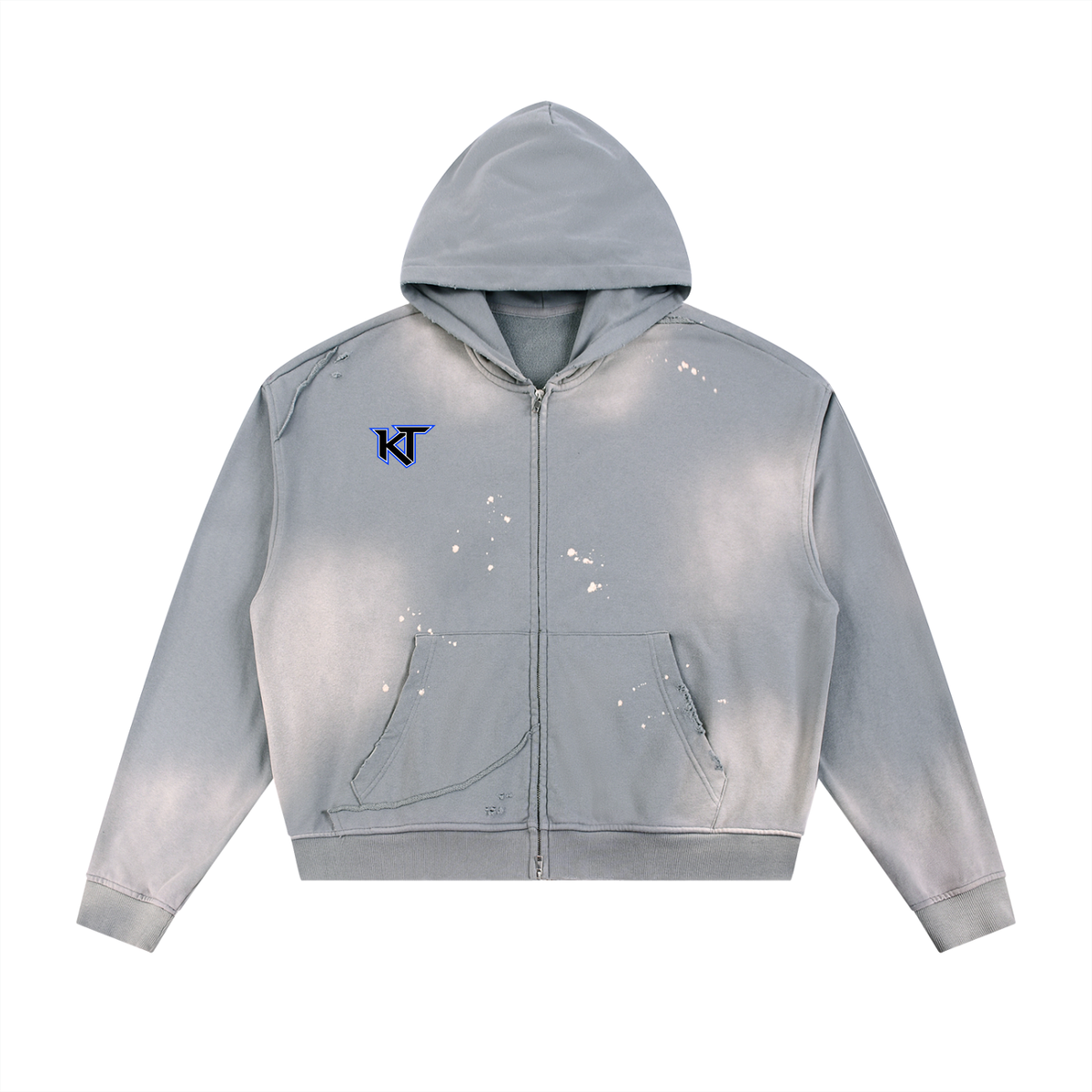 Cross Sun Fade Frayed Raw Edge Zip Hoodie | Christian Streetwear | Kingdom Threads