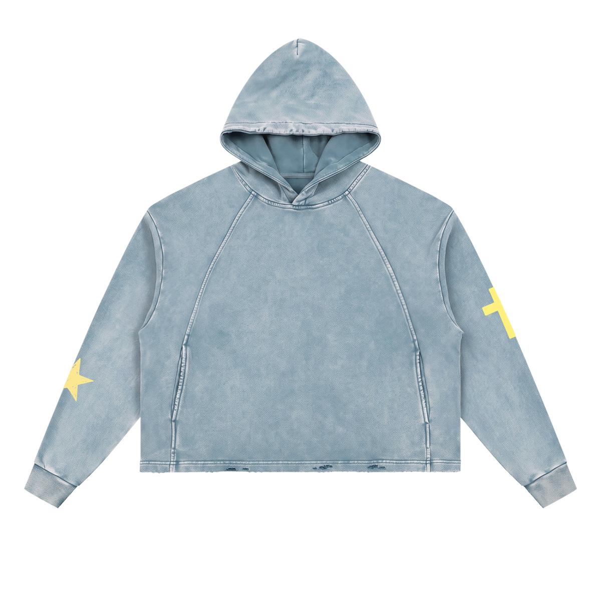 Vintage Washed Frayed-Hem Hoodie