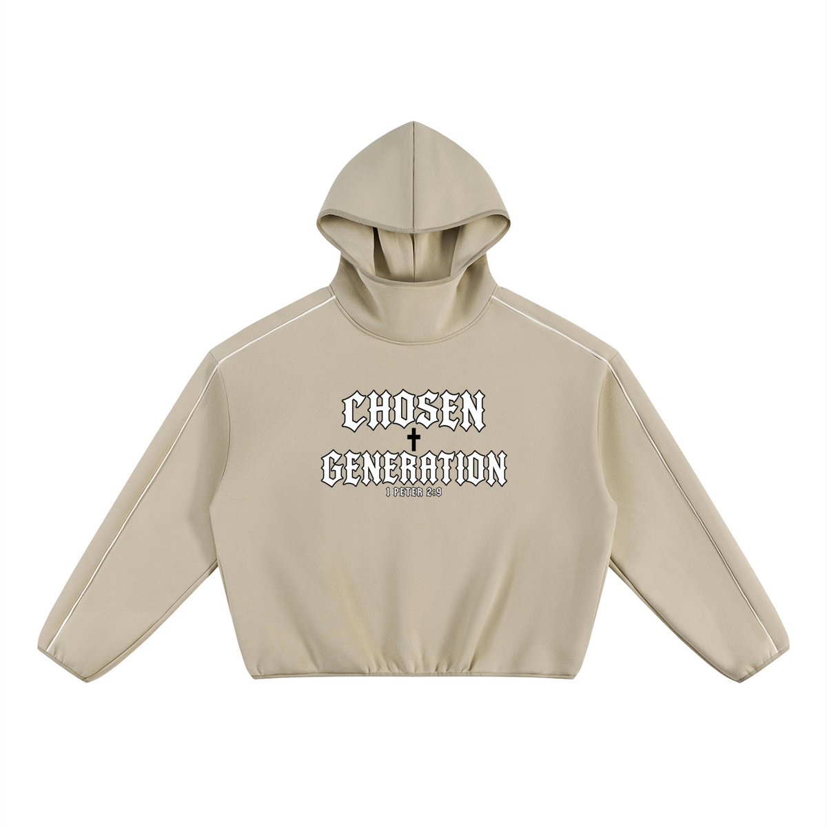 Unisex Boxy Piping Fleece Hoodie