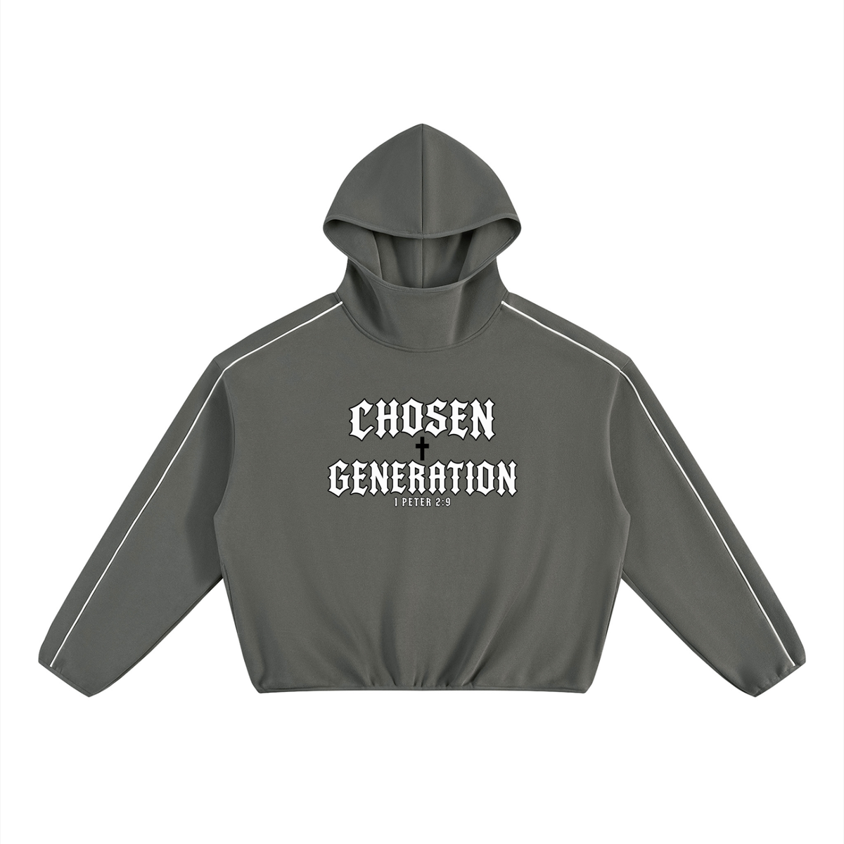 Unisex Boxy Piping Fleece Hoodie